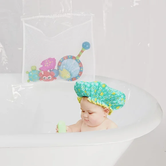 Bathroom Waterproof PEVA Clear Shower Curtain With Mesh Pockets - Picture 5 of 10